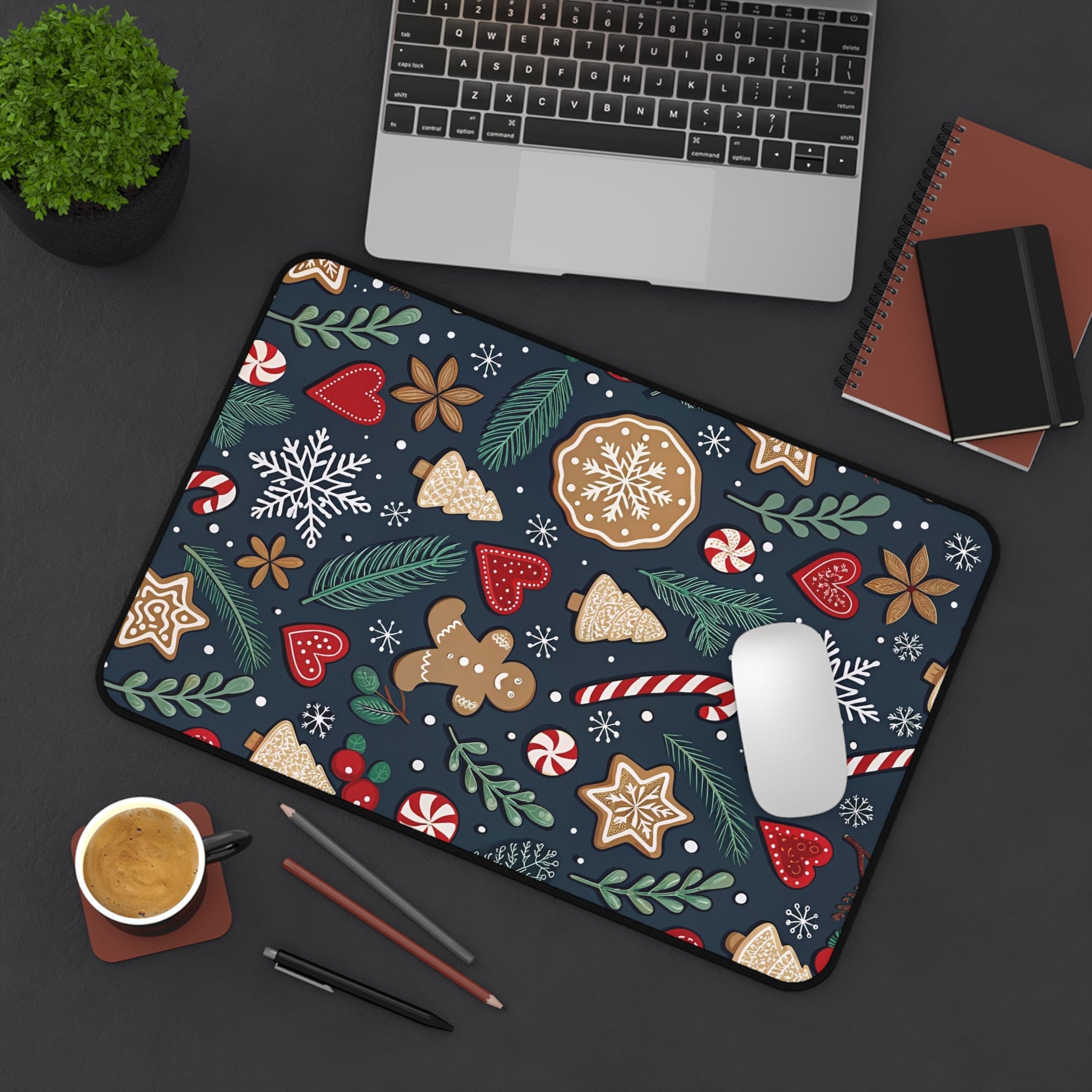 Holiday Cookie Pattern Desk Mat