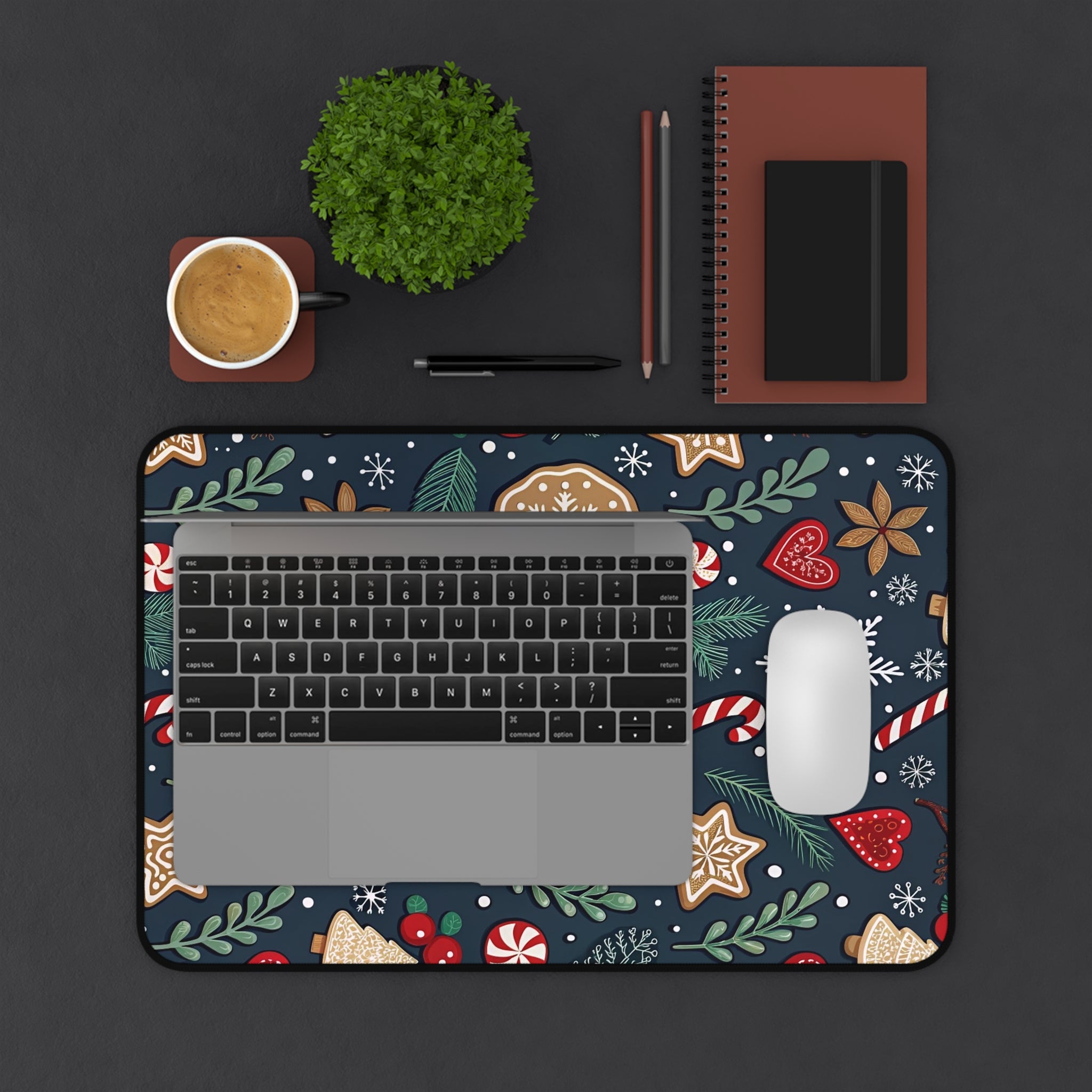Holiday Cookie Pattern Desk Mat